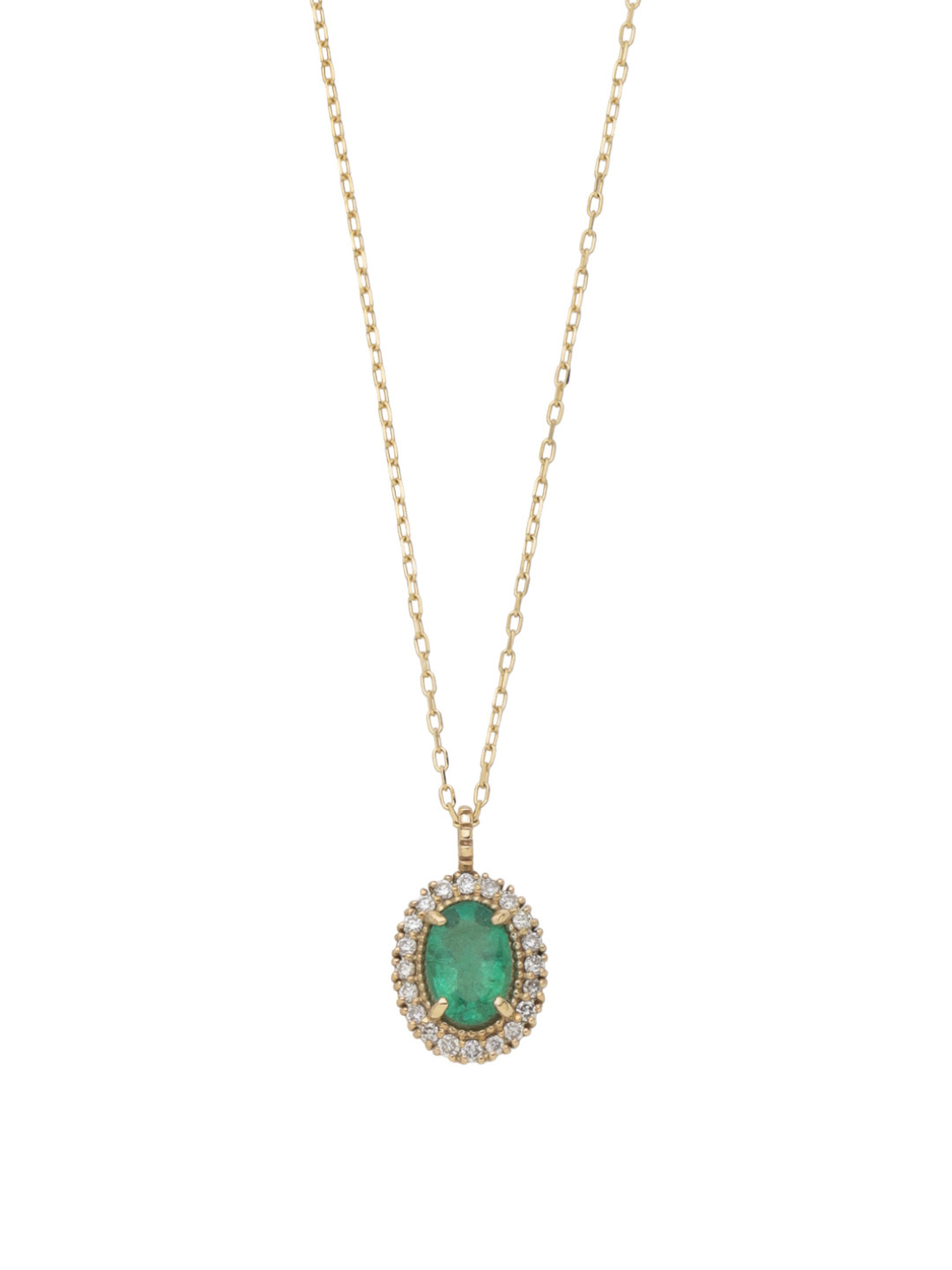 イエロー ネックレス K18 エメラルド/ダイヤモンド0.10ct - Jewelry 