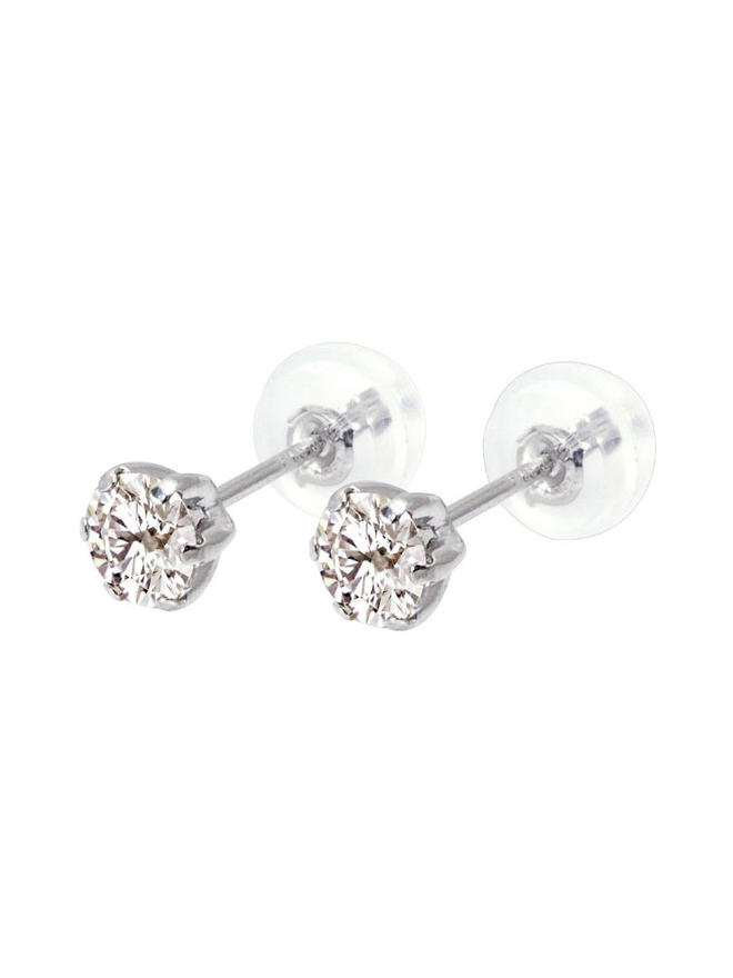 Pt900 PT 天然ダイヤモンド 計0.3ct 6本爪 プラチナ スタッドピアス 