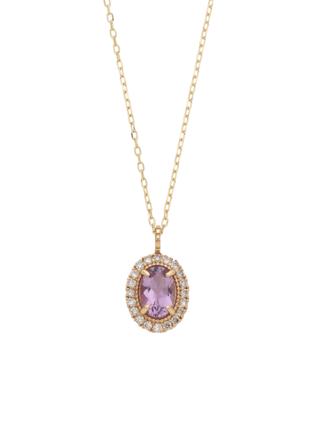 美品】 K18 ゴールド 紫石 ペンダントトップ ダイヤ(0.05ct) 総重量約10.4g