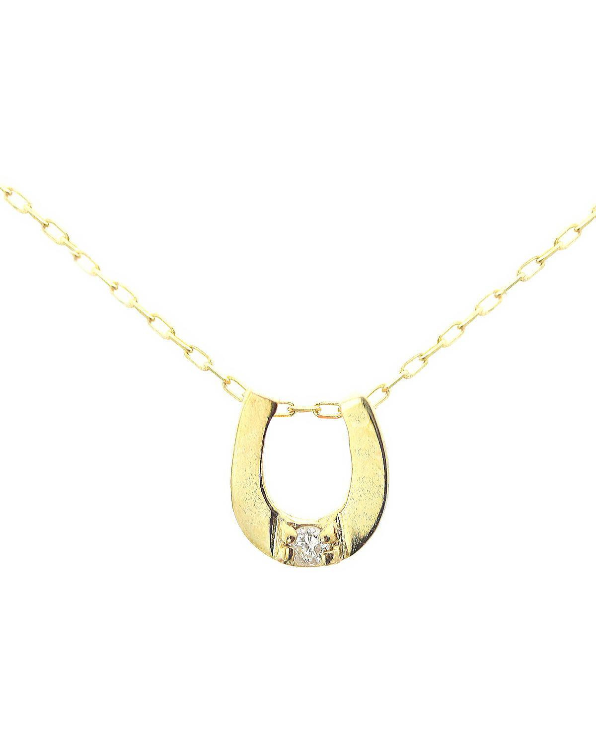 K10YG 1Pダイヤモンド ホースシュー 馬蹄ネックレス - Best jewelry