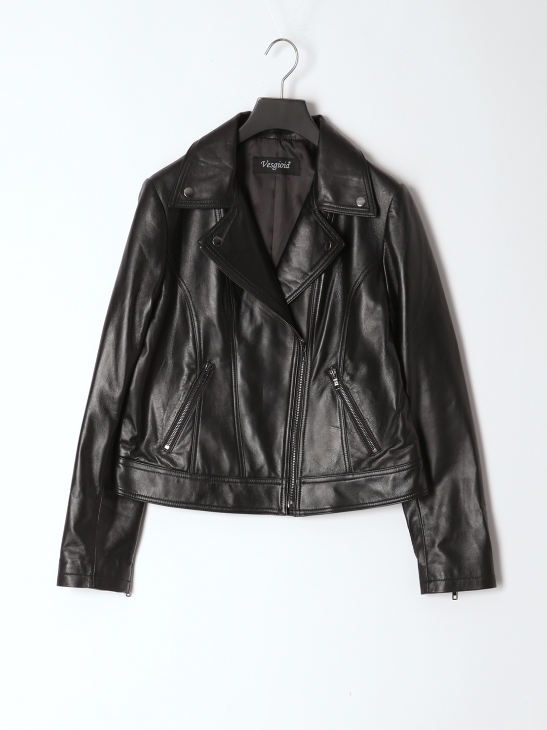 ブラック ラムレザーライダースJK - Vesgioia Leather selection