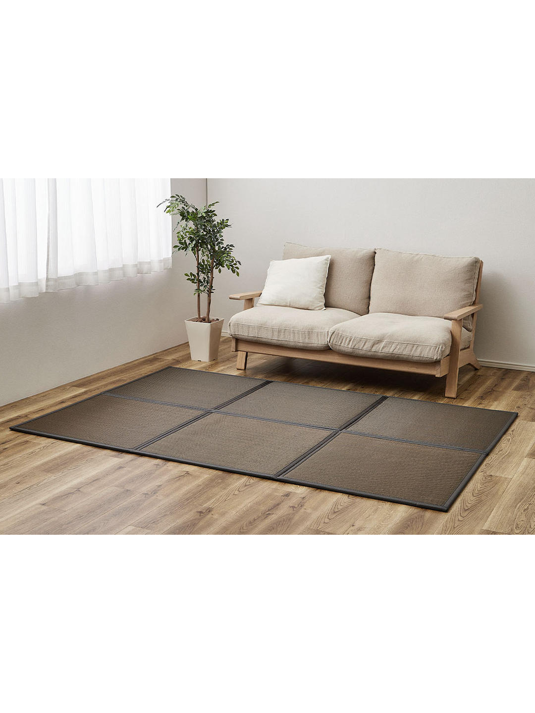 ブラウン 連結畳 置き畳 綾模様 6面 150×225cm ブラウン - リビングに 