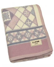 ピンク●デザイン　ウール毛布シングル ピンク○689354