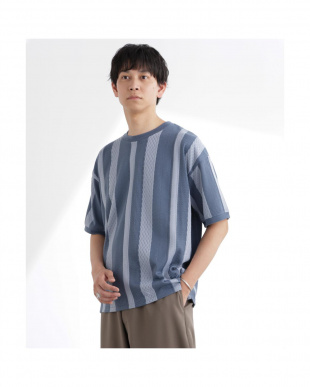 ブルーグレー5 ストライプジャガードTシャツ 半袖を見る