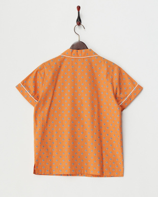 オレンジ　小紋柄パイピングシャツを見る