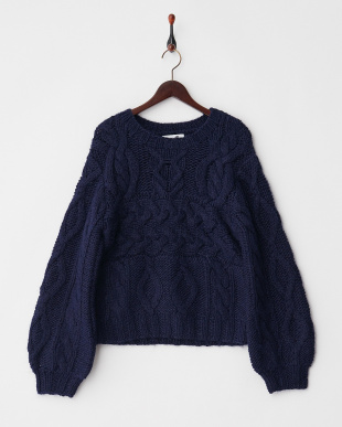 NAVY CABLE HAND-KNIT JUMPERを見る
