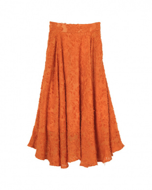 オレンジ 　シフォン花柄フレアスカートを見る