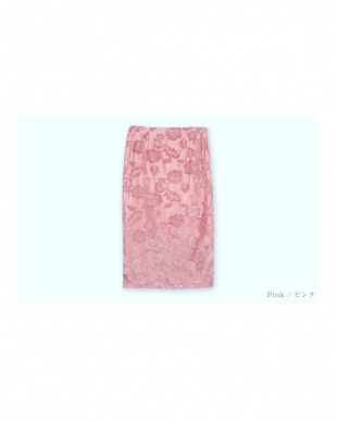 ピンク ジャガード風ベロアタイトスカートを見る
