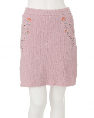 ピンク ナデシコ刺繍ニットスカート dazzlinを見る