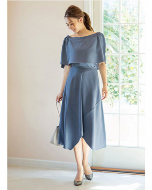 ブルー STYLE DELI DRESSアシンメトリーフレアスカートを見る
