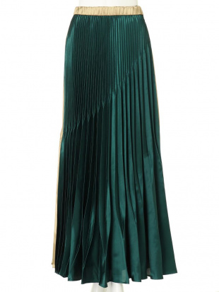 グリーン オリガミプリーツサテンバイカラースカート UN3D.を見る