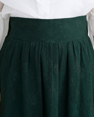 グリーン フラワー織り柄ギャザースカート2288-1108を見る