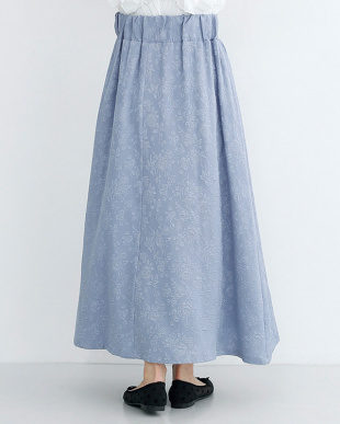 ブルー フラワー織り柄ギャザースカート2288-1108を見る