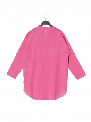 ピンク リネン混ドライダンガリーロングシャツを見る