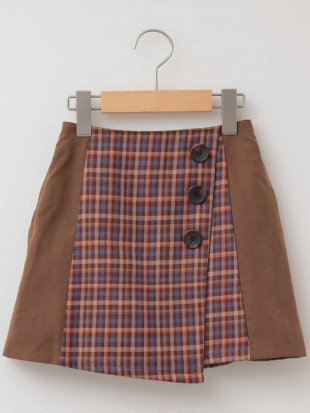 ブラウン [100-130]チェックキリカエ台形スカート[WEB限定サイズ] a.v.v bout de chouを見る