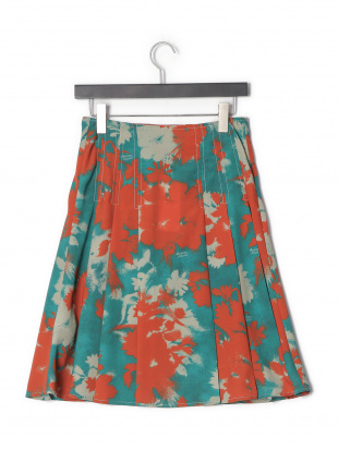 レッド/グリーン ラップスカート KNEE PLEATED WRAP SKIRT IN BOUQUET CAMEO PRINTED Cを見る
