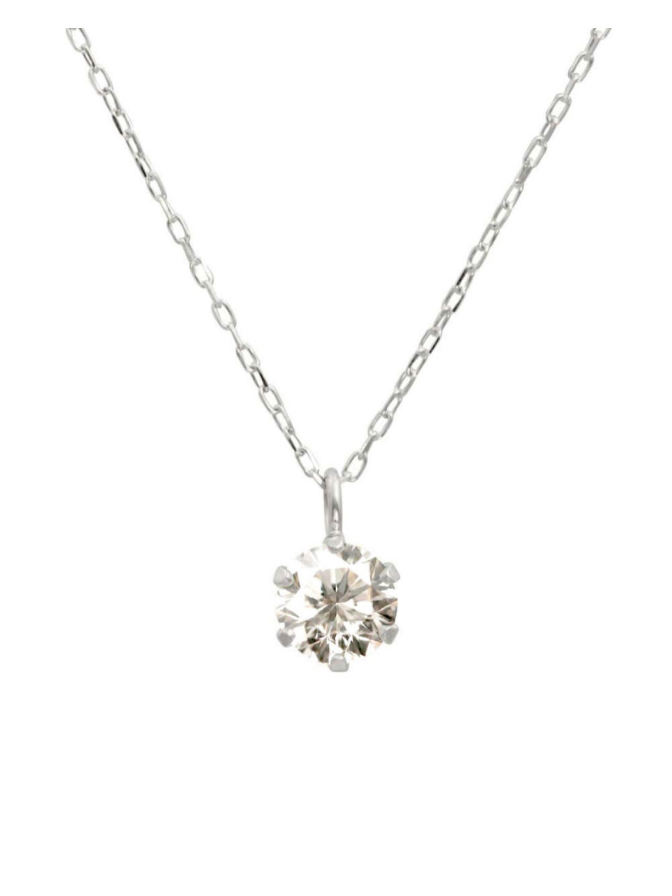 Pt900/Pt850 PT 天然ダイヤモンド 0.3ct 6本爪 プラチナネックレス 